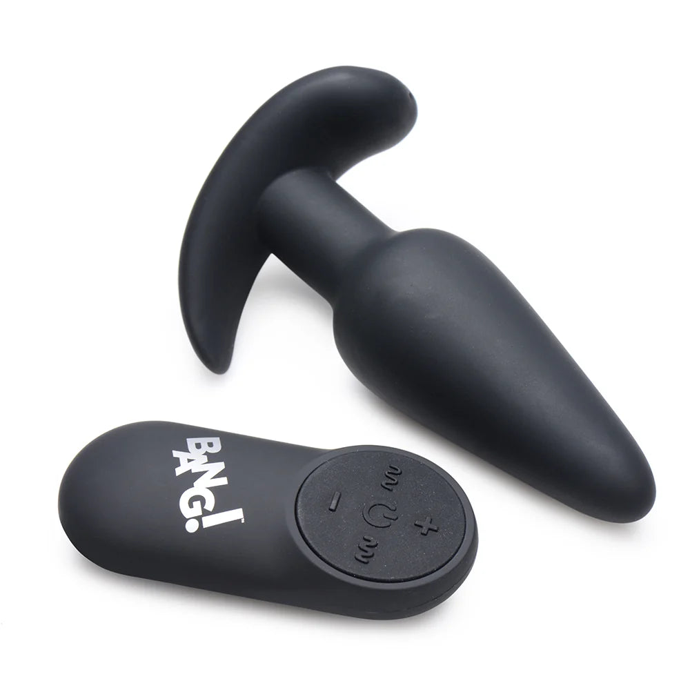 Bang! Flexible Vibrating Silicone Rechargeable Butt Plug - Black