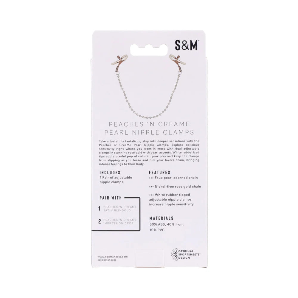 Sportsheets Sex & Mischief Peaches 'n CreaMe Pearl Nipple Clamps